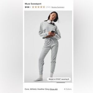Alo Heather Gray Muse Sweatpants